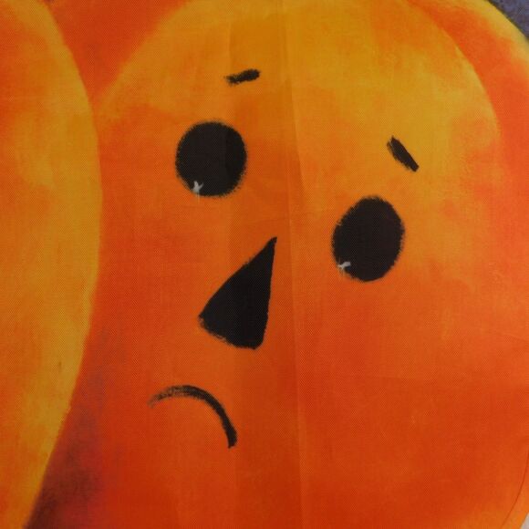 Halloween Decor Flag Fall Banner Pumpkins VINTAGE 1999 28x40 Orange Scalloped - Picture 2 of 5